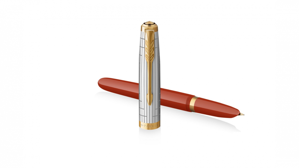 Перьевая ручка Parker 51 Premium Red GT, перо:M/F чернила:Black,Blue, в подарочной упаковке.