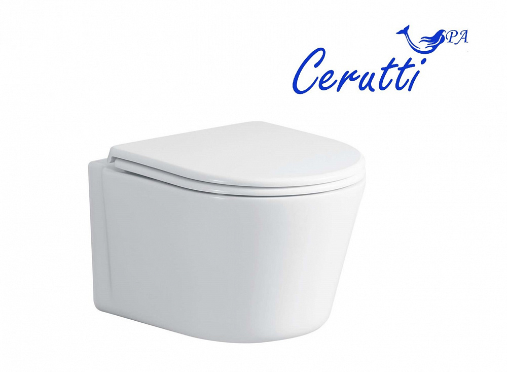 Унитаз подвесной Ceruttispa САНТА (SANTA) Aria CT9666 безободковый широкий (485х410х355)