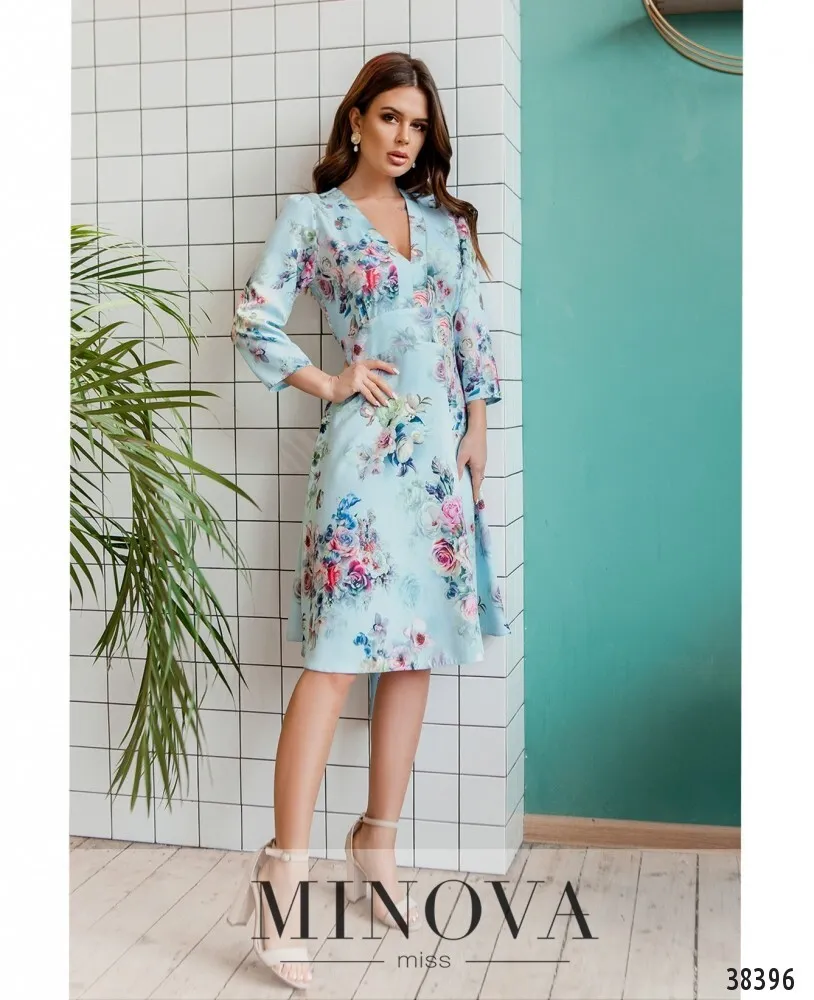 Платье 3140-голубой Minova