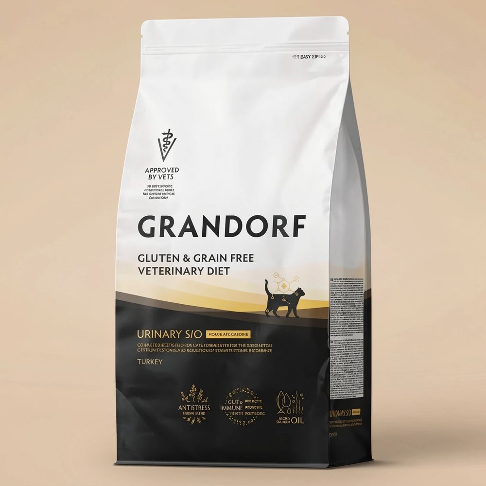 Сухой диетический корм Grandorf Veterinary Diet Cat Urinary S/O Moderate Calorie для кошек, склонных к набору веса, при мочекаменной болезни