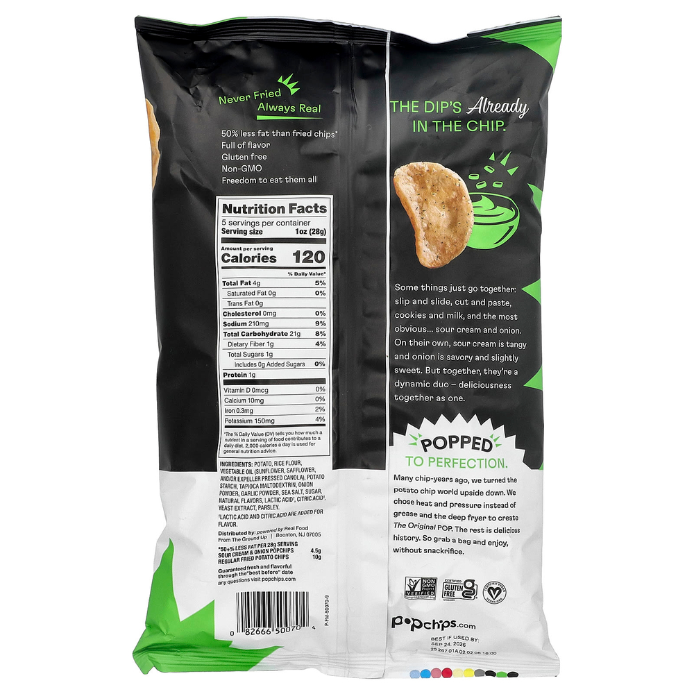 Popchips, Картофельный чипсы, сметана и лук, 5 унций (142 г)