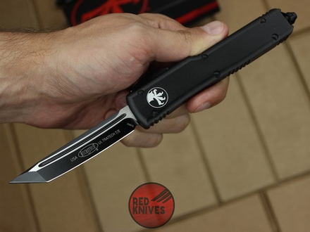 Нож Microtech Ultratech T/E - черная рукоять, танто черный клинок + запчасти RK-383