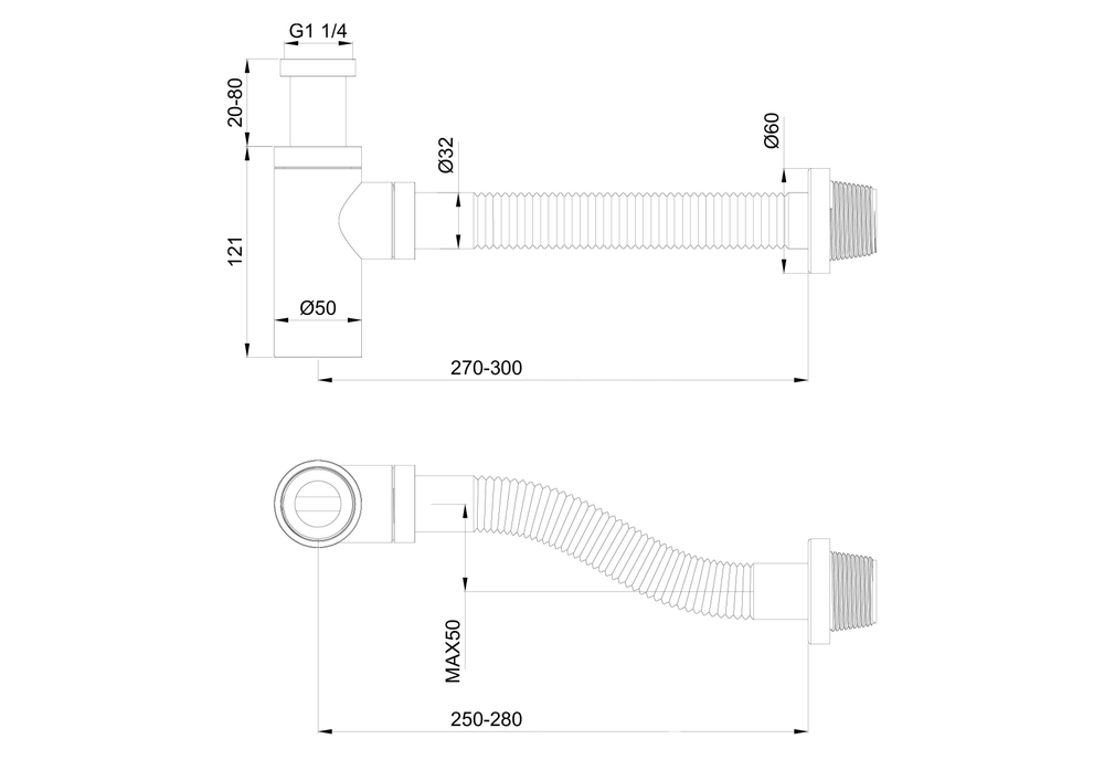 Сифон для раковины WONZON & WOGHAND, Хром (WW-88SS101-CR)
