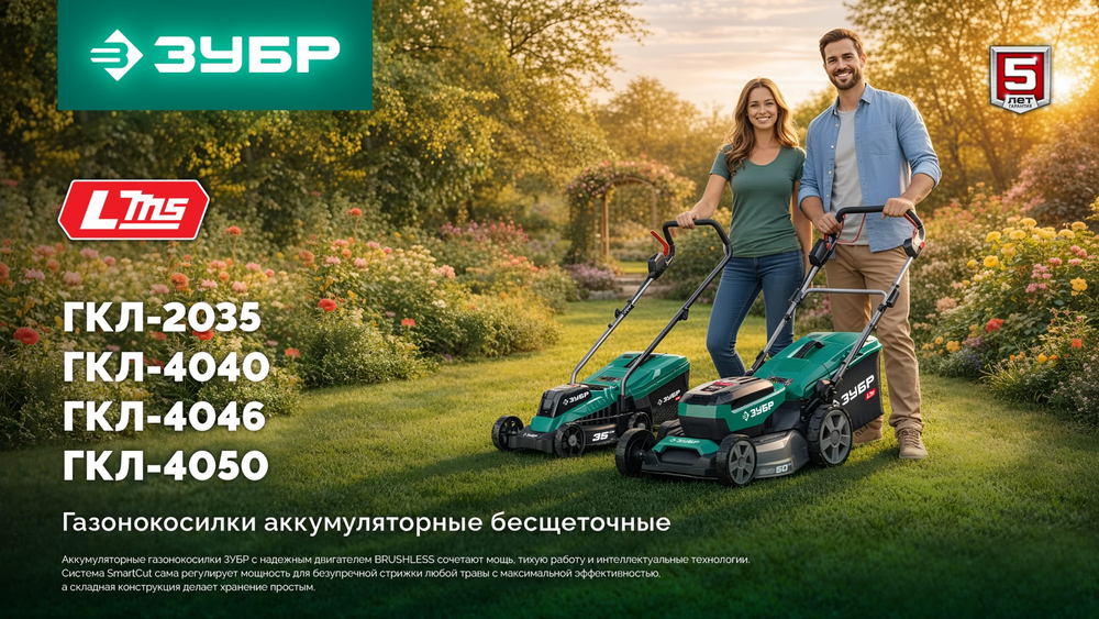 ЗУБР 20 В, 350 мм, без АКБ (LMS), газонокосилка аккумуляторная бесщеточная (ГКЛ-2035)