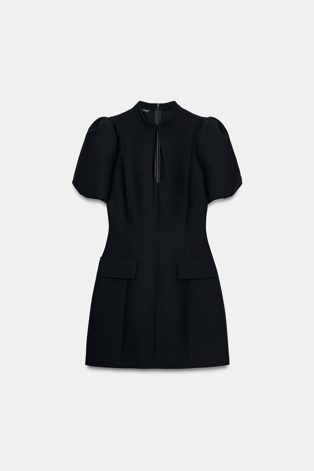 ZARA ПЛАТЬЕ С КОРОТКИМИ РУКАВАМИ «ФОНАРИК», ЧЕРНЫЙ