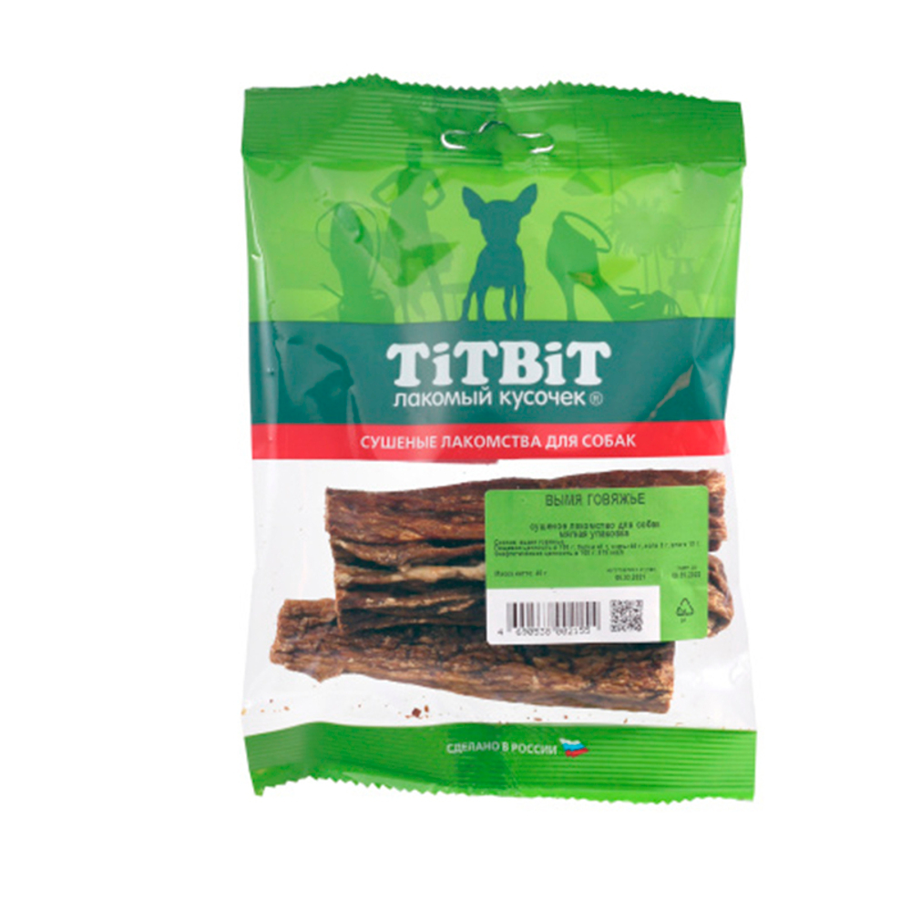 Лакомство Титбит " Вымя говяжье", для собак, 45 г.