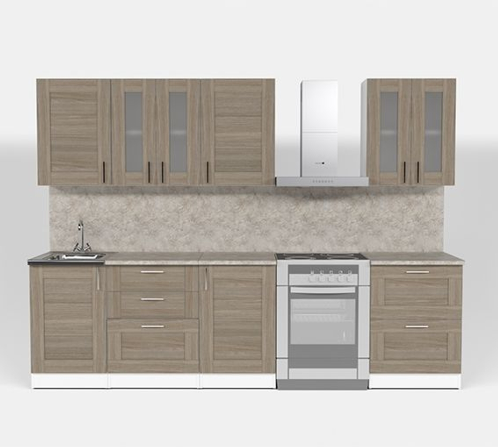 Кухонный гарнитур Лира макси 1800 мм (Квадро шимо светлый/Белый, Малага)