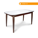 Стол Турин 1,9, орех темный + белое глянцевое стекло