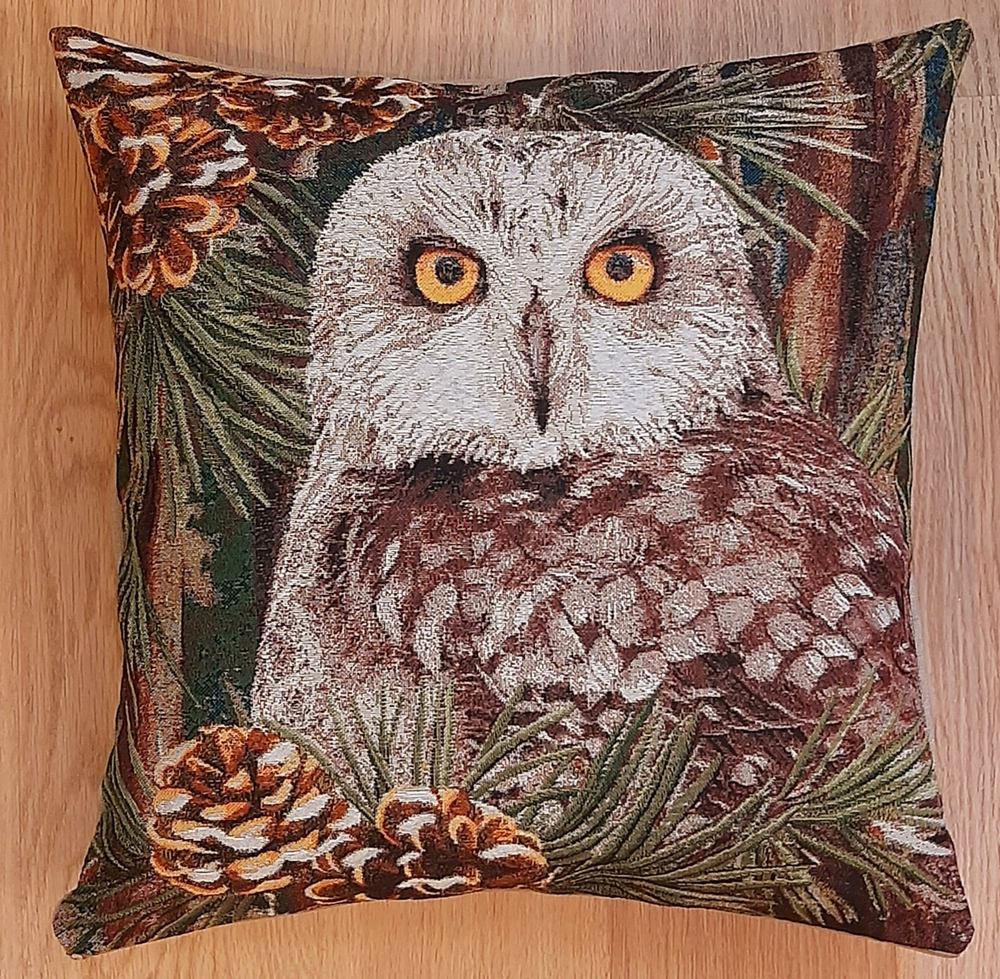 Декоративный гобеленовый чехол для интерьерной подушки Сова Соня 47*47