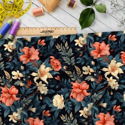 Ткань премиум мембрана цветы в лунном свете