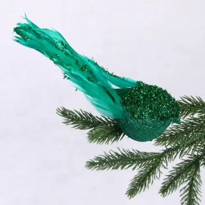 Украшение новогоднее «Сказочная птица» 5*7*18 см, Изумруд