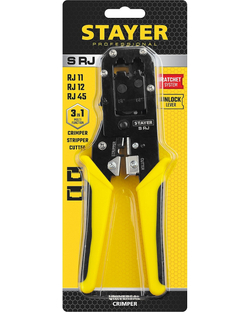 STAYER S-RJ, (RJ45, RJ11, RJ12), универсальный кримпер, Professional (22652)