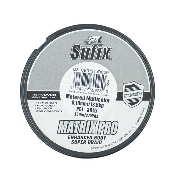 Леска плетеная SUFIX Matrix Pro разноцвет. 250 м 0.18 мм 13,5 кг