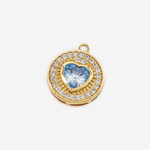 Подвеска "Amulet", голубое ювелирное стекло, фианиты, позолота, 16*14мм