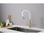 Смеситель для кухни Paulmark Salix Sa213419-BRw бронза/белый
