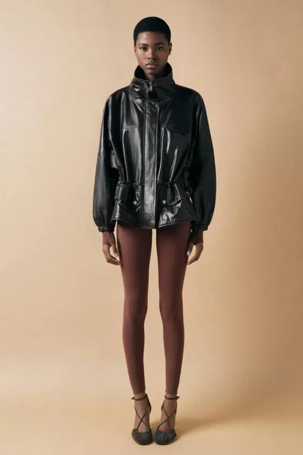 ZARA ТУФЛИ СО СБОРКОЙ, СЕРЫЙ