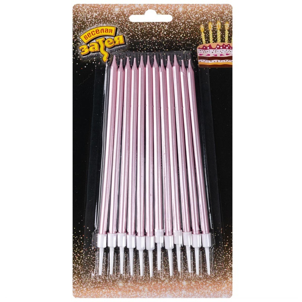 Свечи д/торта Розовые с подст 13см 12штG