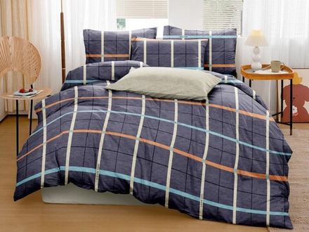 Комплект постельного белья 2 сп БЯЗЬ "Уэльс синий" (нав. 50х70 или 70х70)
