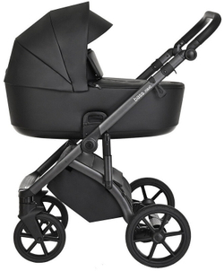 Детская коляска Roan Bass Next Кожа 3 в 1 с автокреслом Tutis Elo Black RN088/1 Black/Black