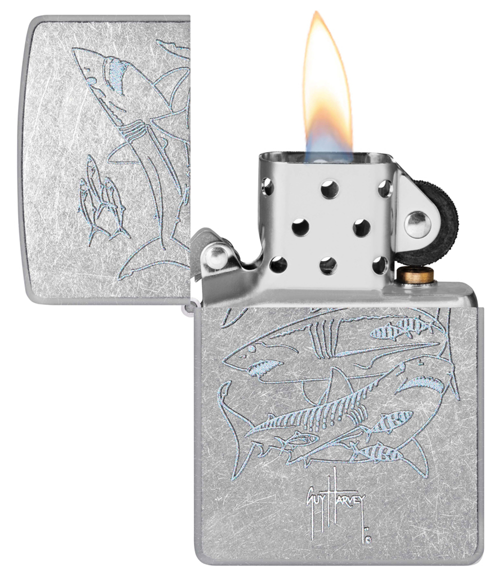 Зажигалка Zippo Guy Harvey с покрытием Street Chrome, латунь/сталь, серебристая, 38x13x57 мм