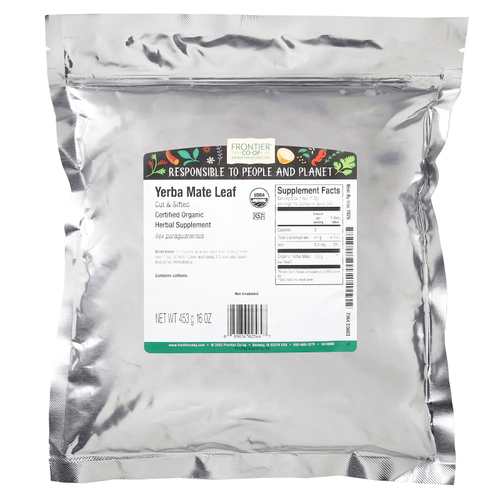 Frontier Co-op, Органический нарезанный и просеянный лист йерба мате, 453 г (16 унций)