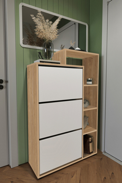 Обувница LEGO  - дуб/белый