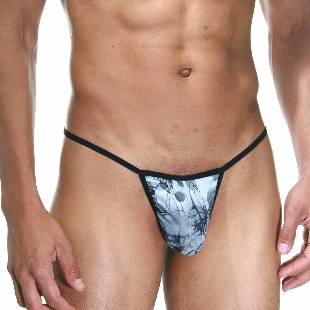Мужские трусы стринги серые с черной окантовкой Cosmos Colors GW01_GB