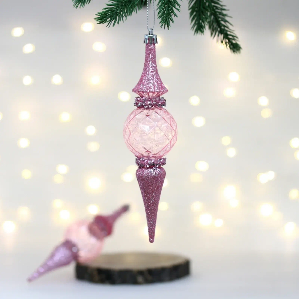Елочные игрушки «Искры» 5*5*19 см (набор 2 шт), Розовый