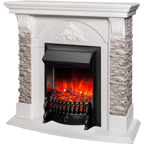 Каминокомплект Real Flame Athena GR WT с очагом Fobos Lux Black (без пульта)