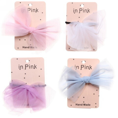 Резинка для волос 1шт «Pomp - Ева», микс 4 цвета( белый, пудровый, светло-голуб., светло-фиолет.), 12*9 см