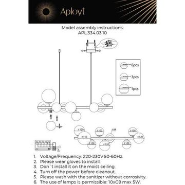 Люстра подвесная 10*G9 APL.334.03.10 черный Feliche Aployt
