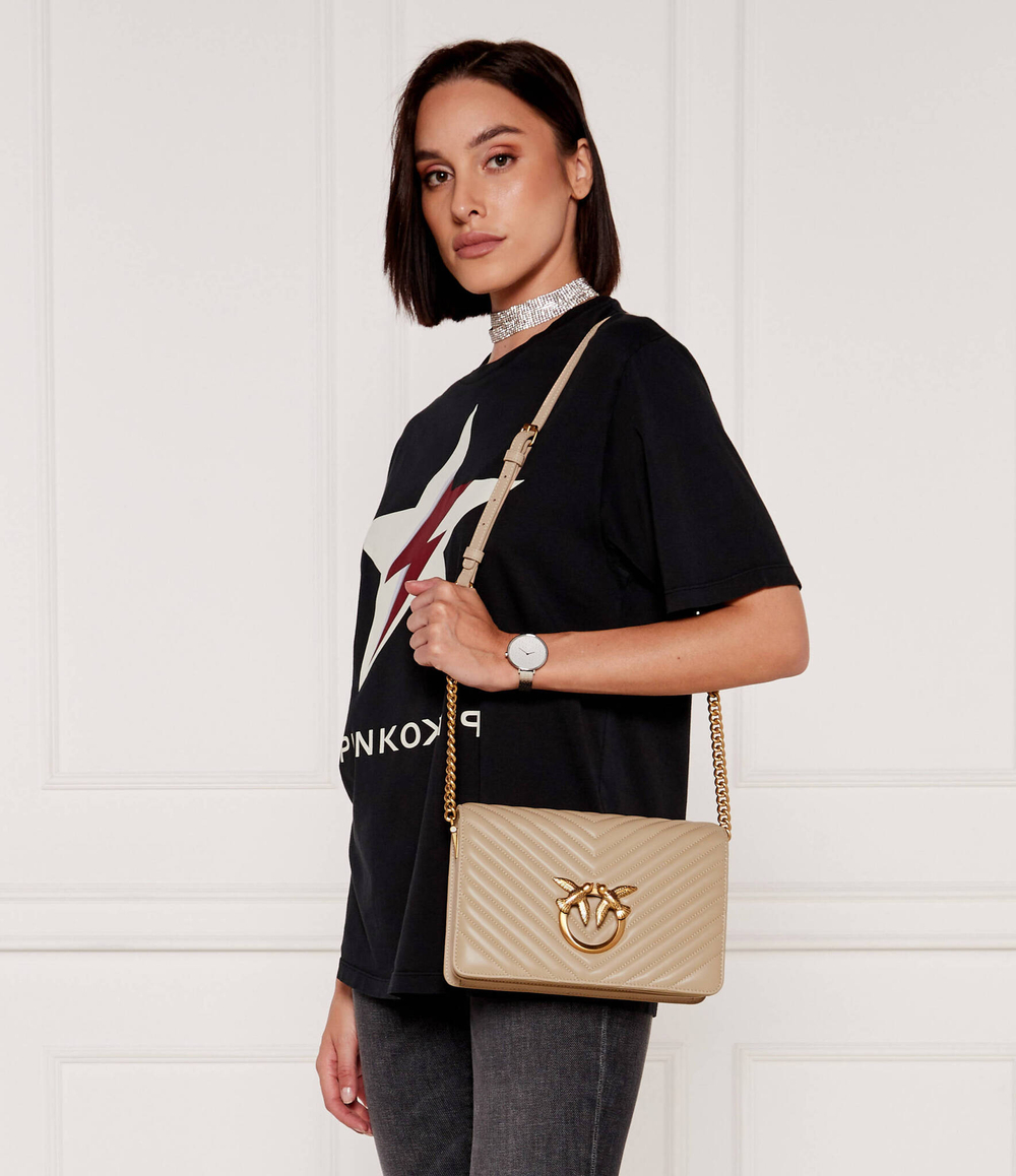 Skórzana наплечная сумка LOVE CLICK CLASSIC SHEEP NAPPA Pinko - бежевый(100063 A0GK)