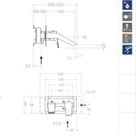 Встраиваемый смеситель для раковины с каскадным изливом URBAN CHIC 212001NC  никель