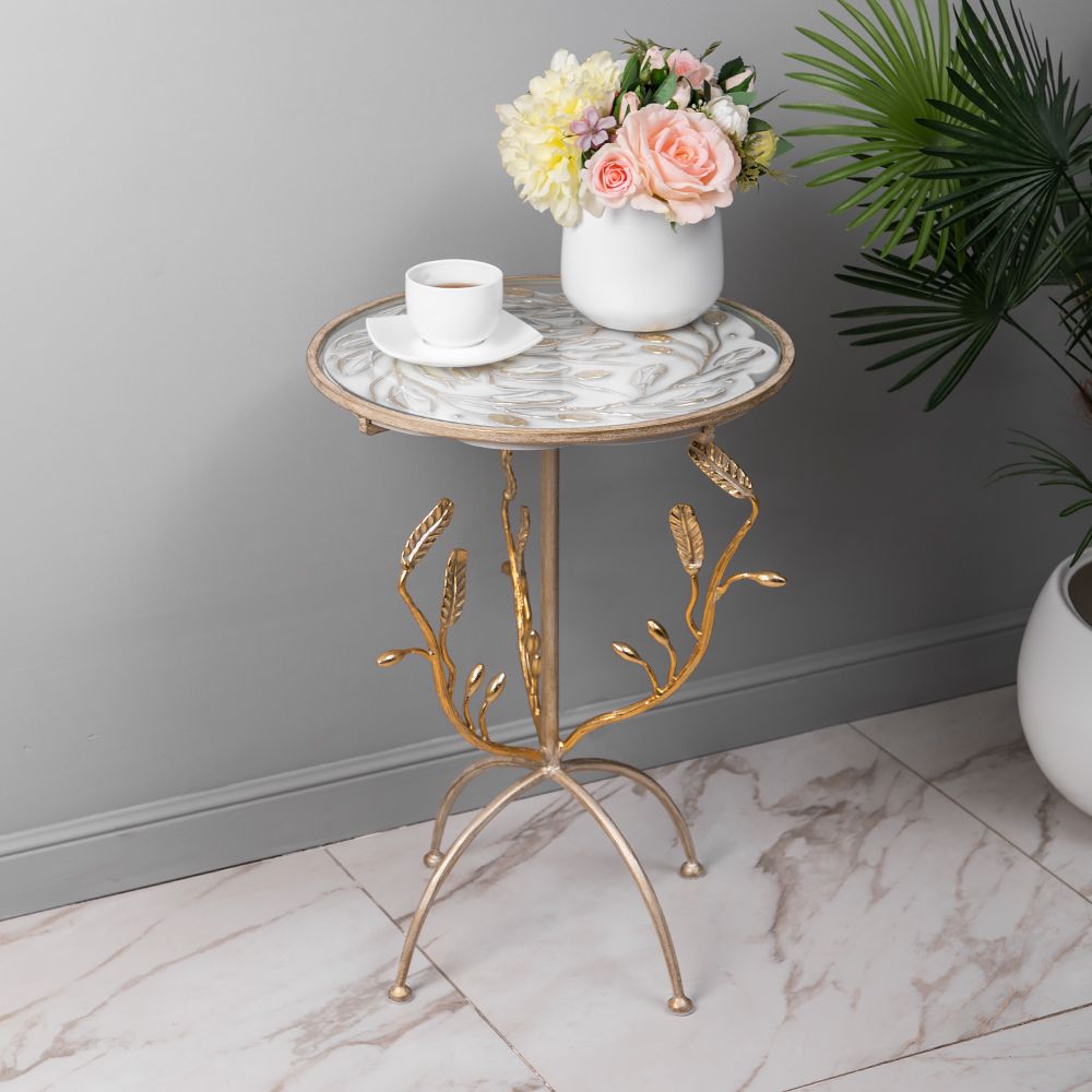 Столик декоративный Oliva Branch (Олива Бранч) Айс Мраморное золото