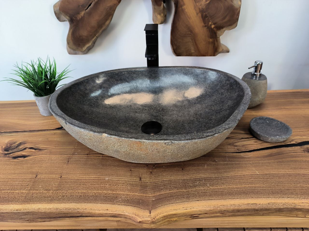 Раковина из речного камня RS-65808 58х42х15 из натурального камня