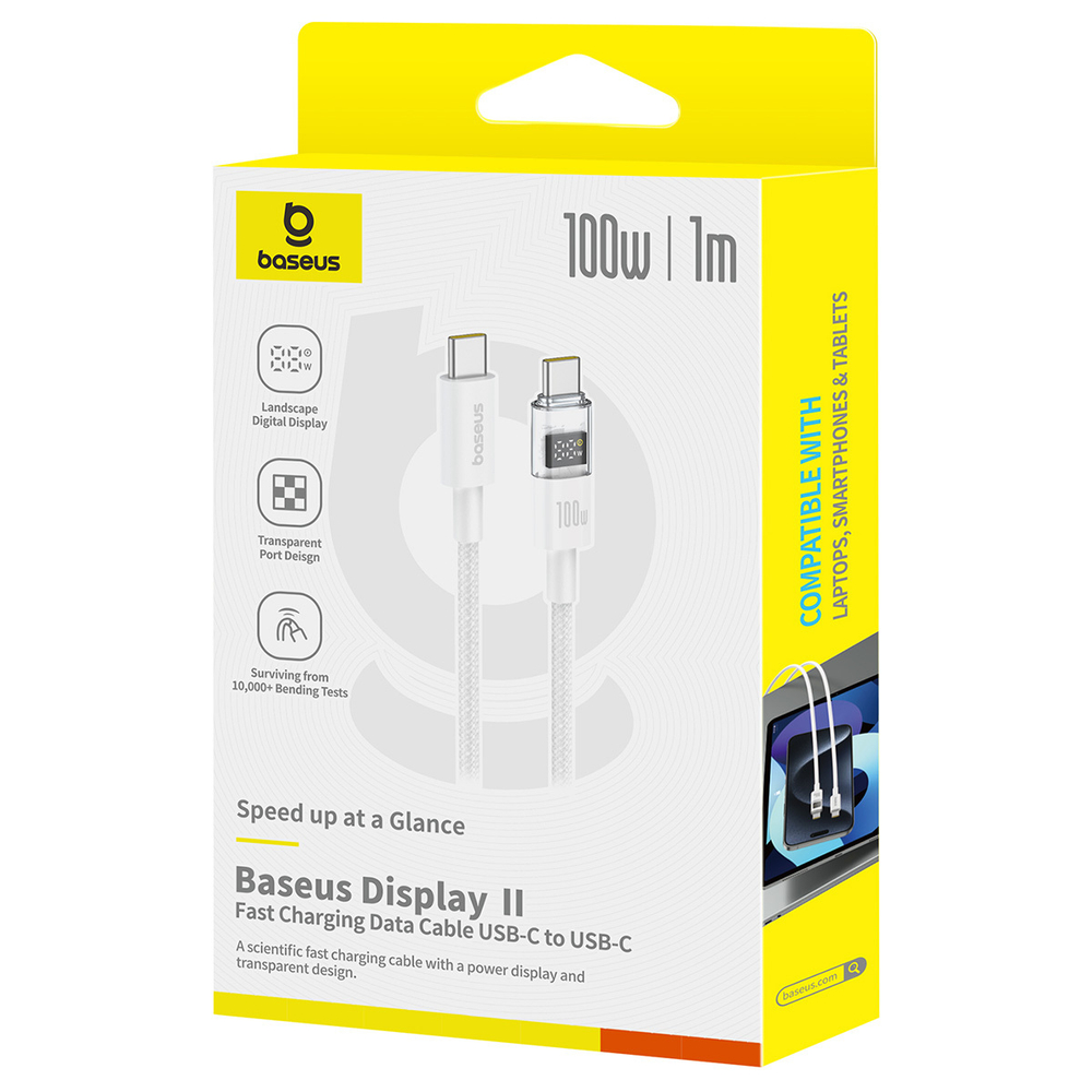 USB-C Кабель Baseus Display 2 Charging+Data 100W 1-2m - Moon White