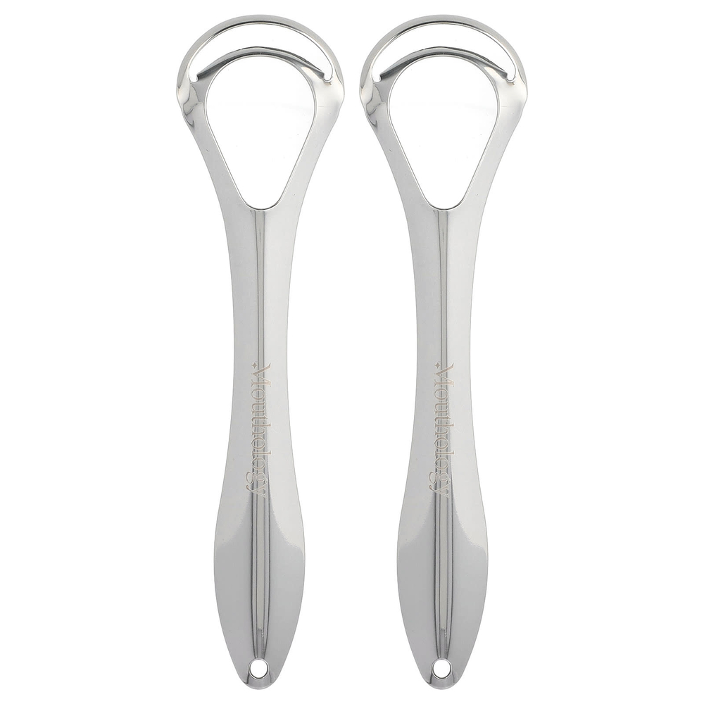 basicConcepts, скребки для языка из высококачественной стали в дорожных футлярах, 2 шт.