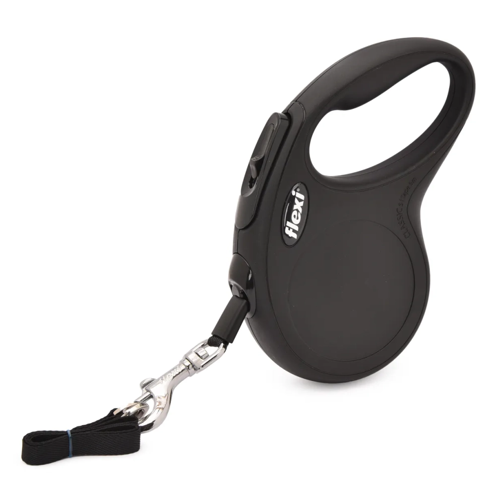 Flexi New Classic S 5м до 15кг поводок-рулетка РЕМЕНЬ, ЧЁРНЫЙ 1/12