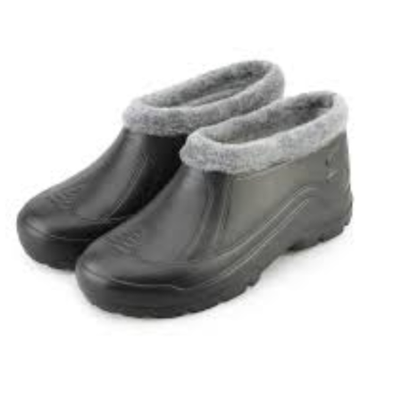Калоши черные серый мех