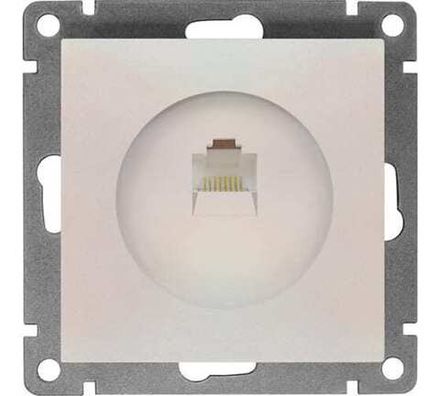 Розетка компьютерная одноместная "UNIVersal" серия "Афина", с/у, 1А, RJ45, жемчуг (еврослот) (HU2331