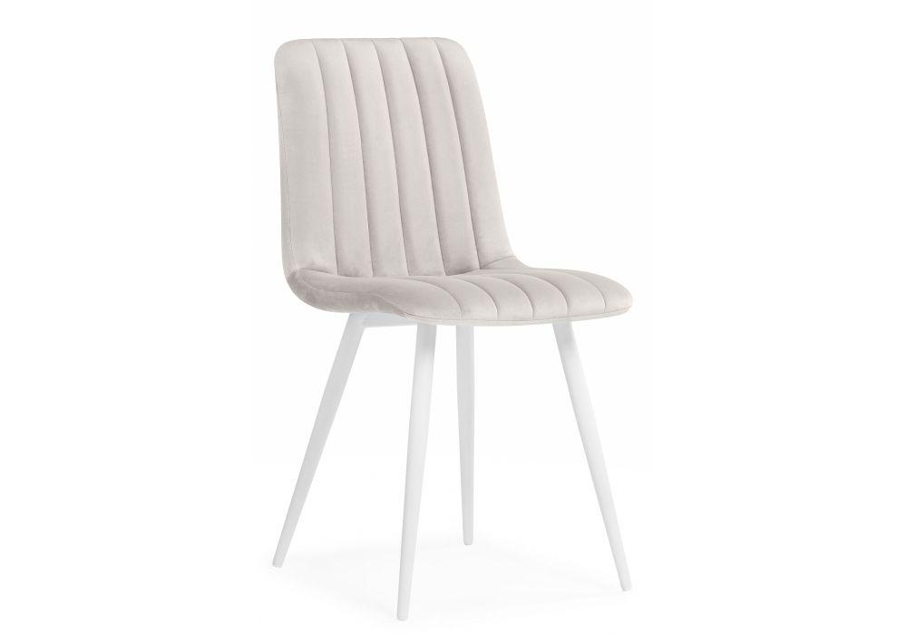 Стул на металлокаркасе Дани молочный велюр velutto 67 / белый