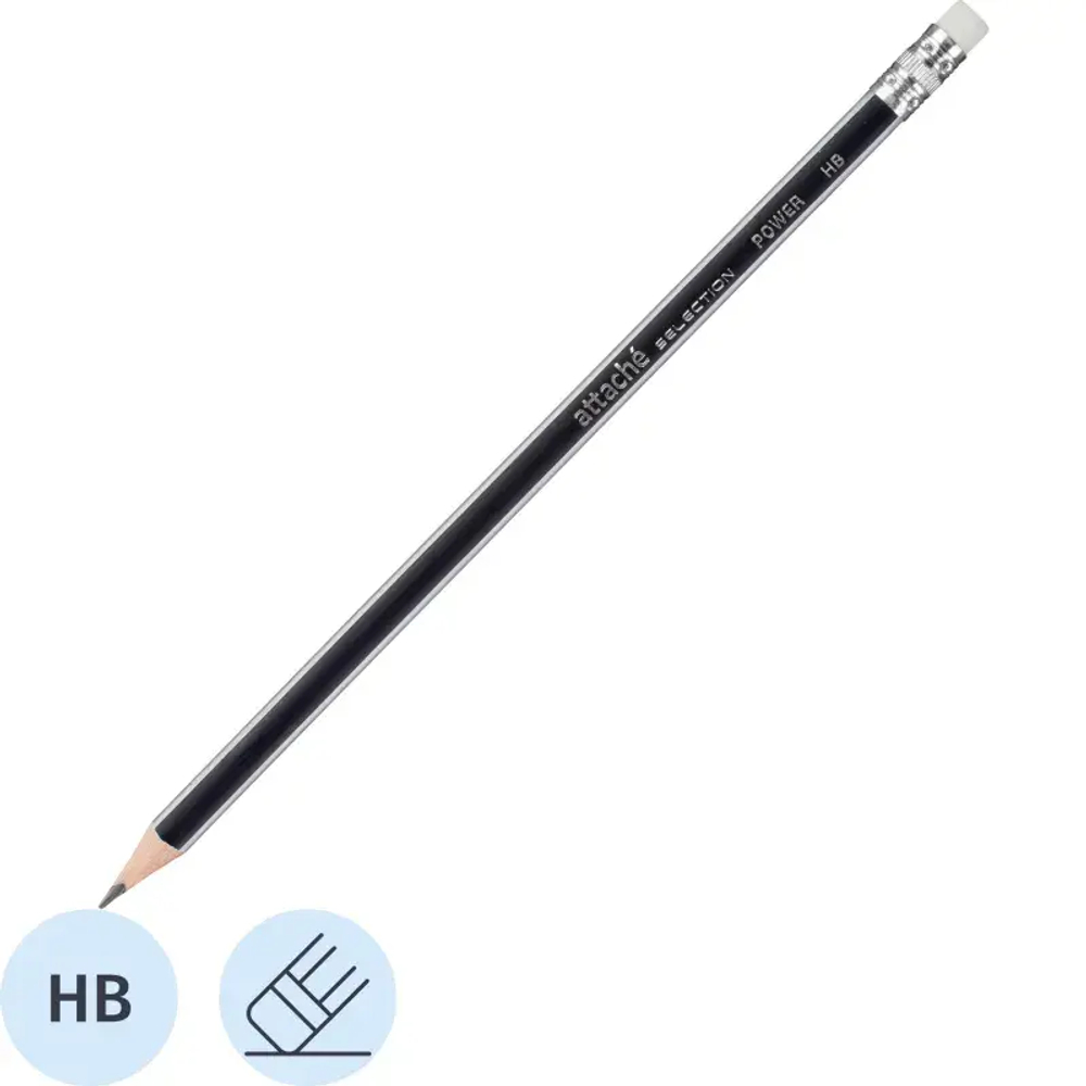 Карандаш чернографитный Attache selection Power заточ. HB, с ласт.