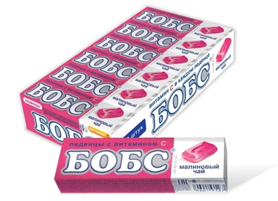 Леденцы БОБС малиновый чай с витамином С 35гр*12шт (24бл)  BS-3-3