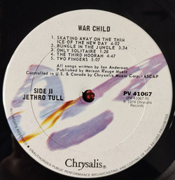 Винтажная виниловая пластинка LP Jethro Tull War Child (USA 1983) Queen And Country