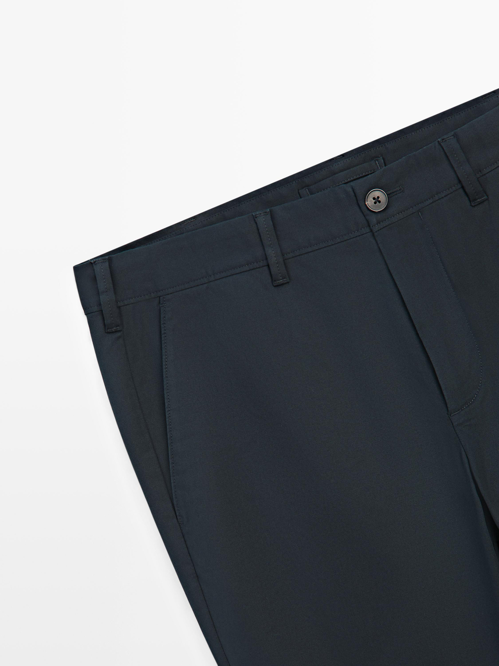 Massimo Dutti Зауженные брюки из смесовой хлопковой ткани, темно-синий