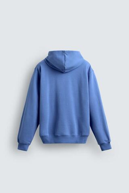 ZARA БАЗОВОЕ ХУДИ С КАПЮШОНОМ, ГОЛУБОЙ