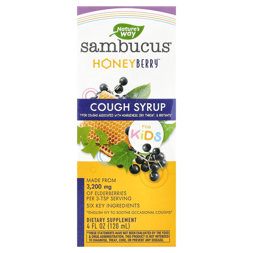 Nature's Way, Sambucus®, сироп от кашля для детей, HoneyBerry™, 120 мл (4 жидк. унции)