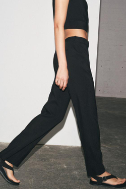 ZARA БРЮКИ STRAIGHT FIT — ZW COLLECTION, ЧЕРНЫЙ