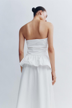 ZARA ОБЪЕМНЫЙ ТОП ИЗ ПОПЛИНА, БЕЛЫЙ