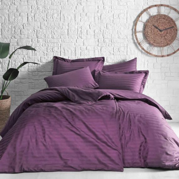 Постельное белье Jacquard Banded бордовый семейное TIVOLYO HOME Турция